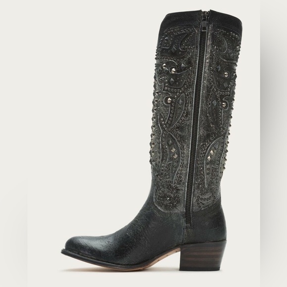 Frye Deborah Deco Studded Tall Western Boot Charcoal - Picture 4 of 11